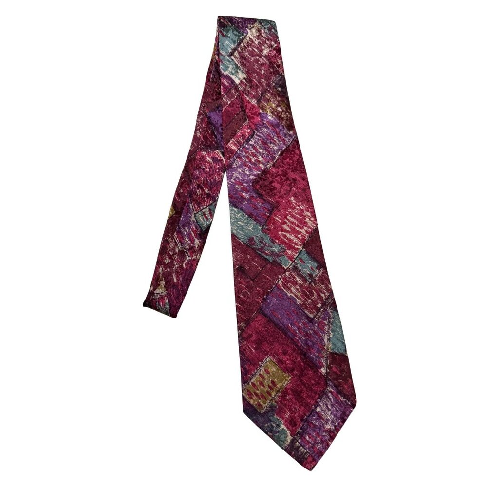 Mallory & Church London Men’s Silk Tie Abstract Multicolor Pattern Necktie